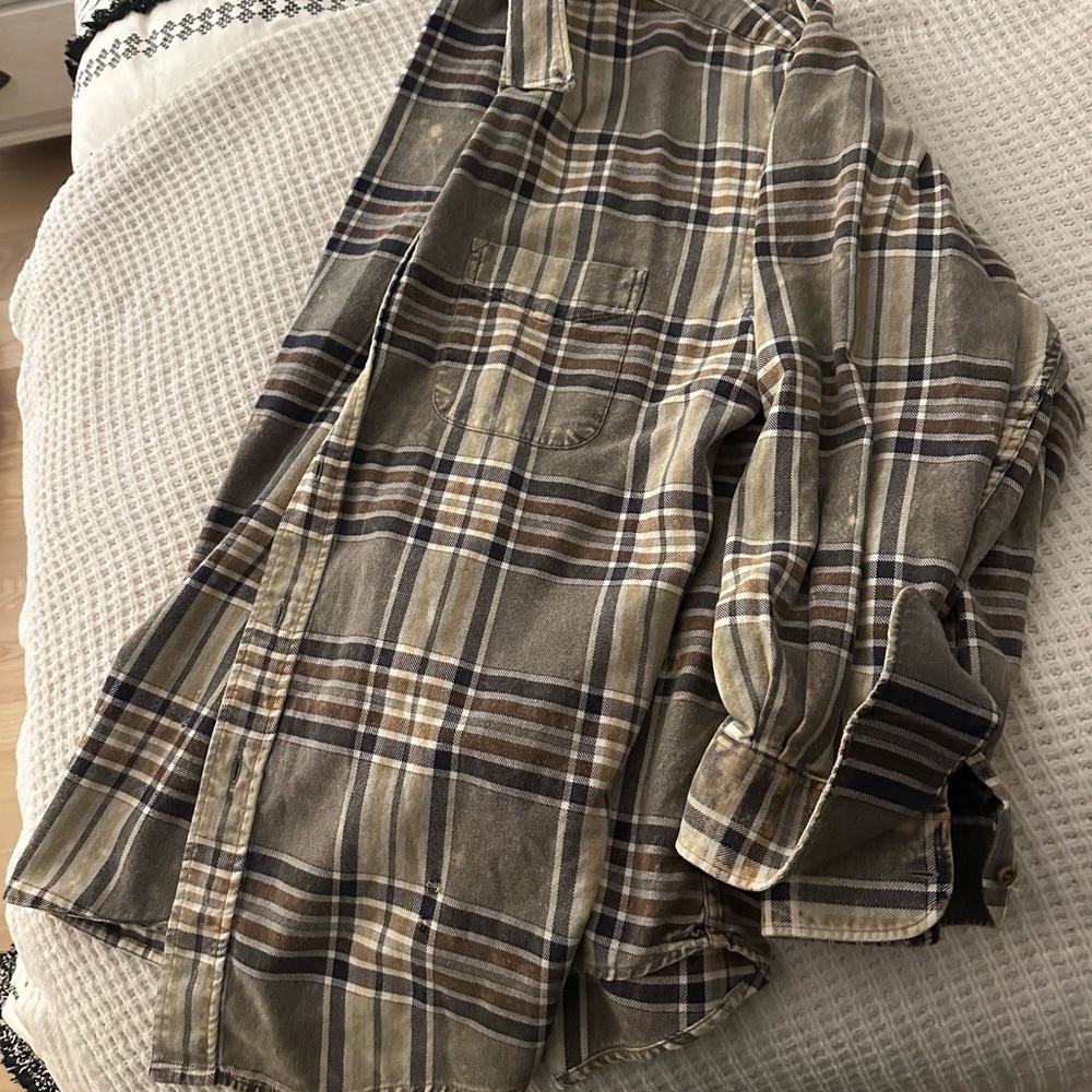 Urban Outfitters Olive and Brown Plaid Shirt